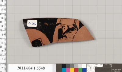 Terracotta rim fragment of a kylix (drinking cup)