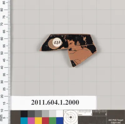 Terracotta rim fragment of a kylix (drinking cup)