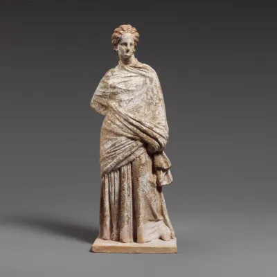 Terracotta statuette of a draped woman