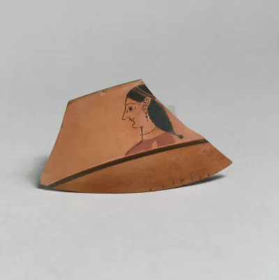 Fragment of a terracotta kylix: lip-cup (drinking cup)