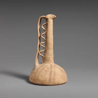 Terracotta conical lekythos-oinochoe (combination oil flask and jug)