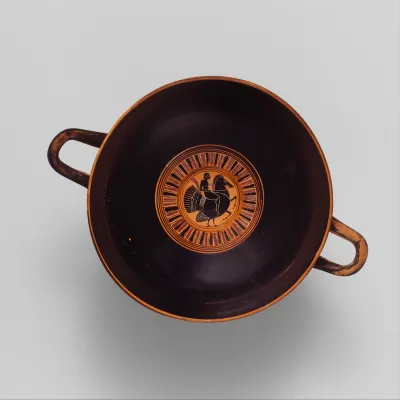 Terracotta kylix: lip-cup (drinking cup)