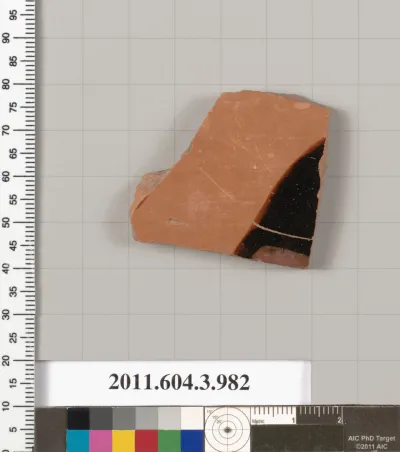Terracotta fragment of a lekanis lid (covered dish)