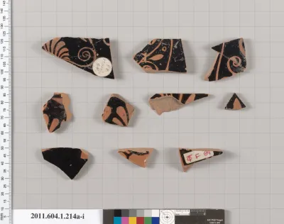 Terracotta fragments of a kylix (drinking cup)