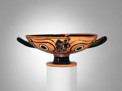 Terracotta kylix: eye-cup (drinking cup)