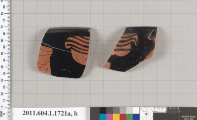 Terracotta rim fragments of a kylix (drinking cup)