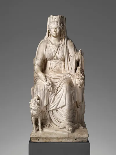 Statue of a Seated Cybele with the Portrait Head of her Priestess