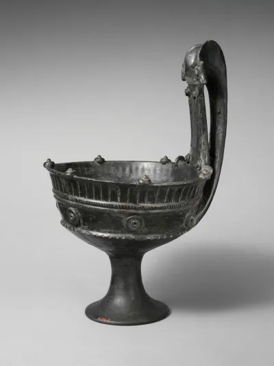 Terracotta stemmed kyathos (single-handled cup)