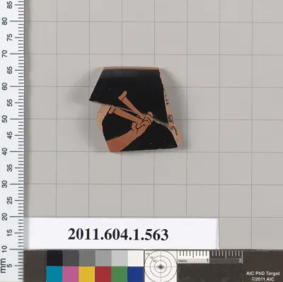 Terracotta rim fragment of a kylix (drinking cup)