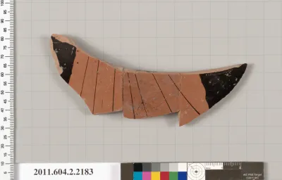 Terracotta fragment of a pot; unglazed on the inside