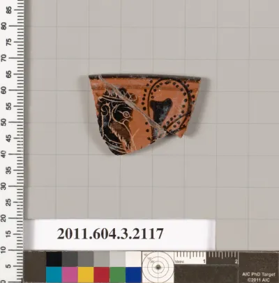 Terracotta rim fragment of a kylix (drinking cup)