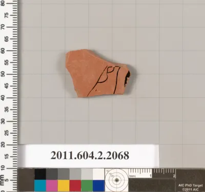 Terracotta fragment of a pot; glazed on the inside