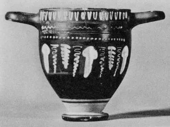SKYPHOS (SOUTH ITALIAN, GNATHIAN, BLACK GLAZE)