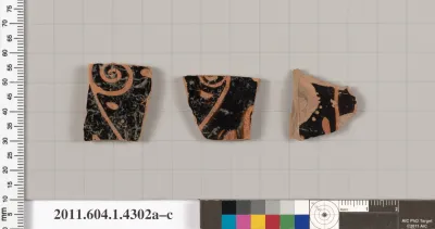 Terracotta fragments of kylikes (drinking cups)