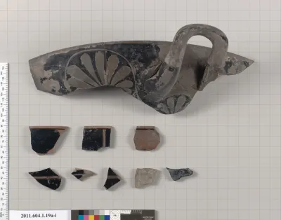 Terracotta fragments of a kylix (drinking cup)