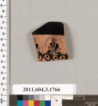 Terracotta fragment of a kylix: Band cup (drinking cup)