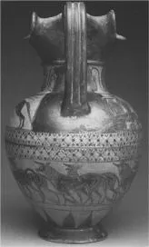OINOCHOE (ETRUSCAN, BLACK-FIGURE)
