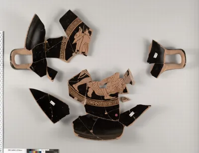 Terracotta fragments of a kylix (drinking cup)