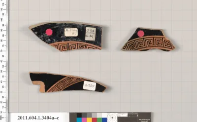 Terracotta fragments of kylikes (drinking cups)