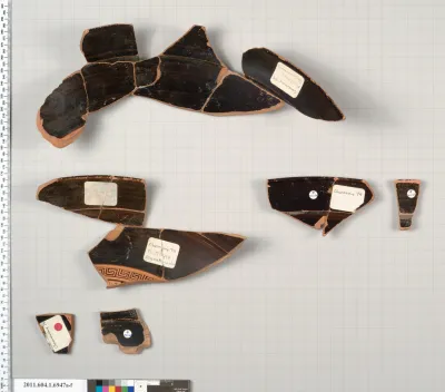 Terracotta fragments of a kylix (drinking cup)