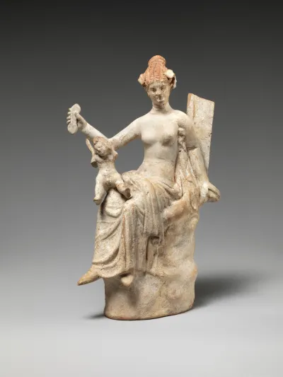 Terracotta statuette of Aphrodite and Eros