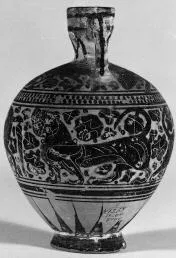 AMPHORISKOS (CORINTHIAN, BLACK-FIGURE)