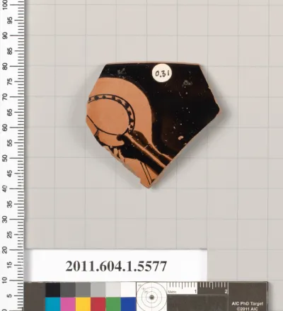 Terracotta rim fragment of a kylix (drinking cup)