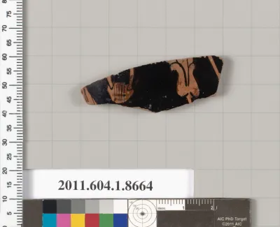 Terracotta rim fragment of a stemless? kylix (drinking cup)