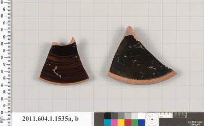 Terracotta fragments of kylikes (drinking cups)