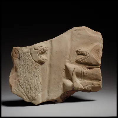 Fragment of a large terracotta statue of a man