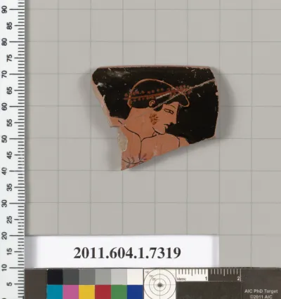 Terracotta rim fragment of a kylix (drinking cup)