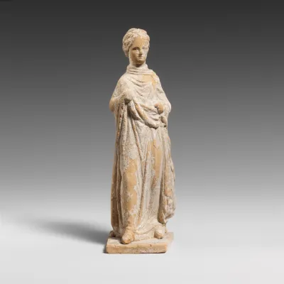 Terracotta statuette of a draped  woman