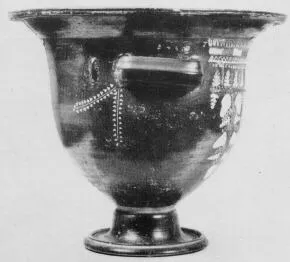 KRATER, BELL (SOUTH ITALIAN, GNATHIAN, BLACK GLAZE)