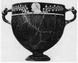 KRATER, KANTHAROID (SOUTH ITALIAN, GNATHIAN, BLACK GLAZE)