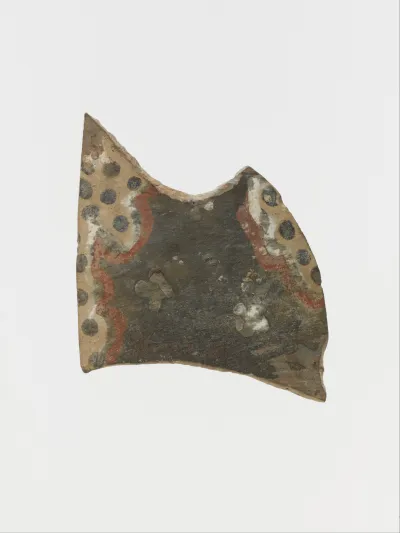 Terracotta vessel fragment with polychrome motifs