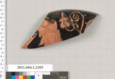 Terracotta rim fragment of a kylix (drinking cup)