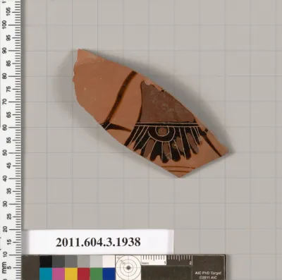 Terracotta fragment of a kylix: Komast cup (drinking cup)