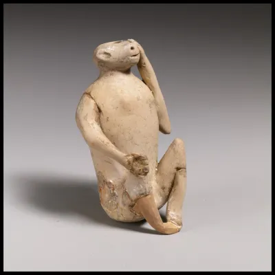 Terracotta vase in the form of an ape