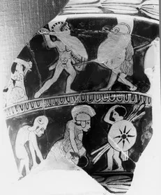 KRATER, CALYX, FRAGMENT (ATHENIAN, RED-FIGURE)